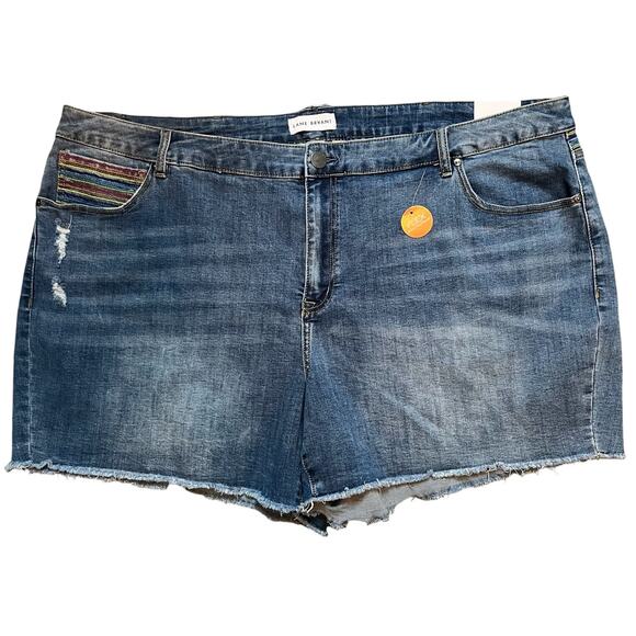 Lane Bryant Mid Rise Girlfriend Short Jean Denim Rainbow Size 26 - Picture 1 of 8